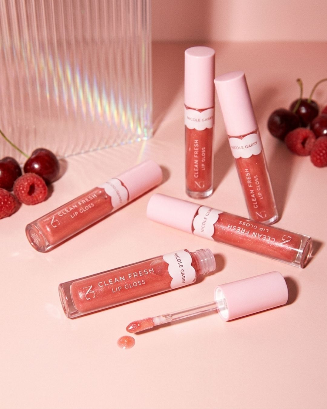 Lip gloss trio flatlay